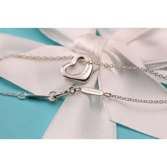 Tiffany & Co. Elsa Peretti Open Heart Pendant Necklace in Sterling Silver 11mm - Picture 1 of 9